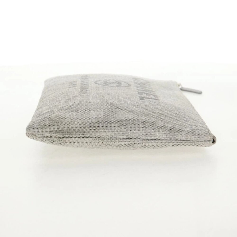 CHANEL Clutch Bag Canvas Gray CC Auth 148530M - Picture 7 of 14